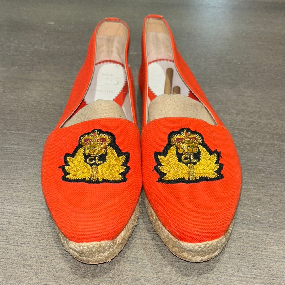 Christian Louboutin Orange Espadrilles with Jute Sole